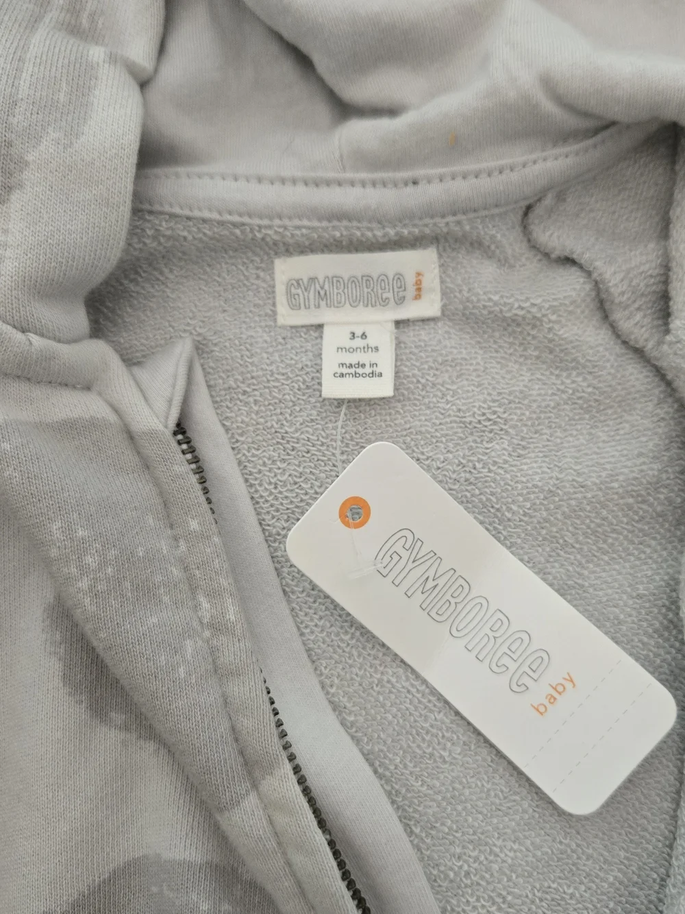 Baby Hooded One-Piece Romper in Light Gray Dot Print